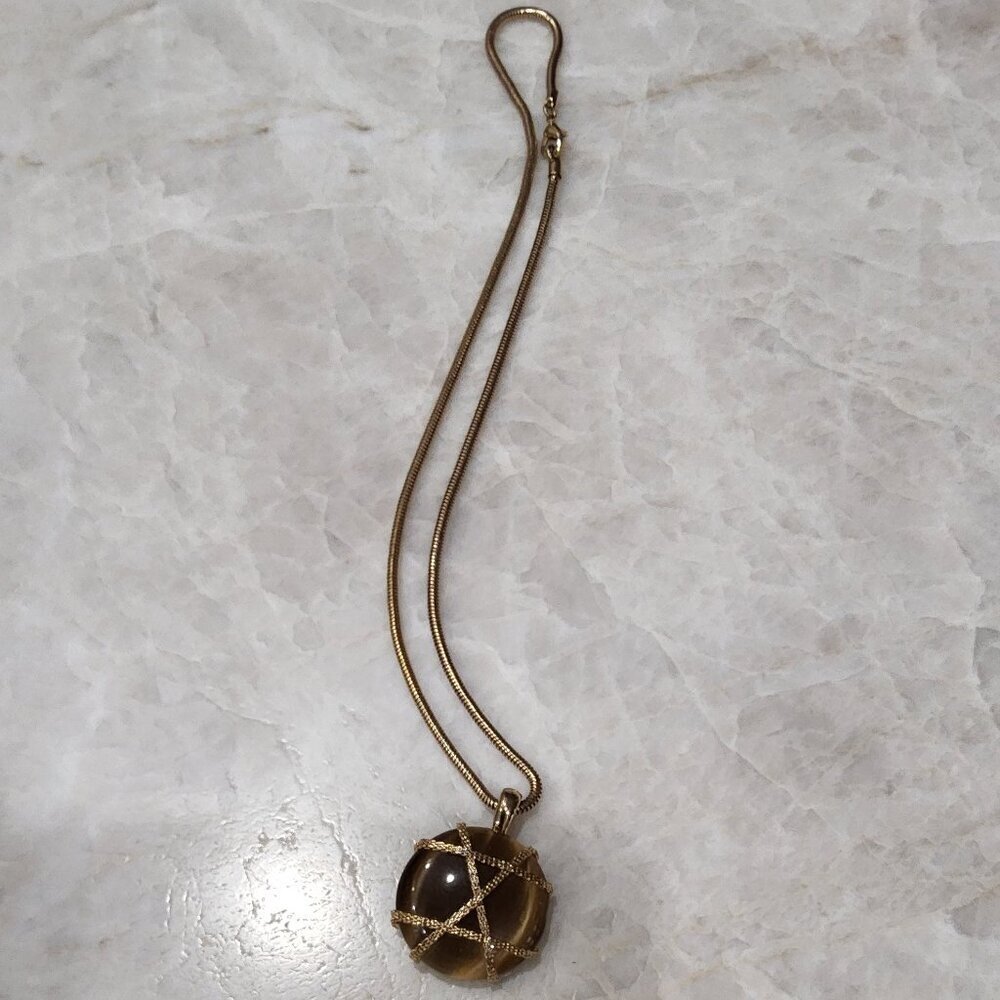 Vintage Roman Tiger Eye Pendant Necklace